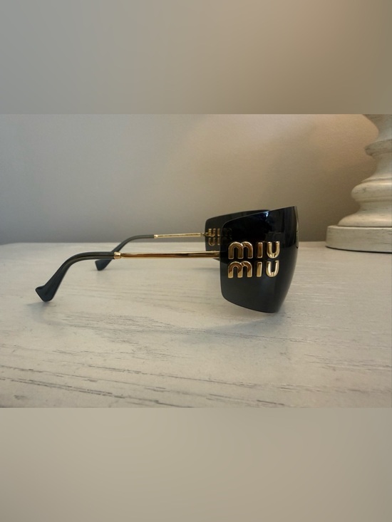 Miu Miu Black and Gold Rimless Sunglasses main image 5